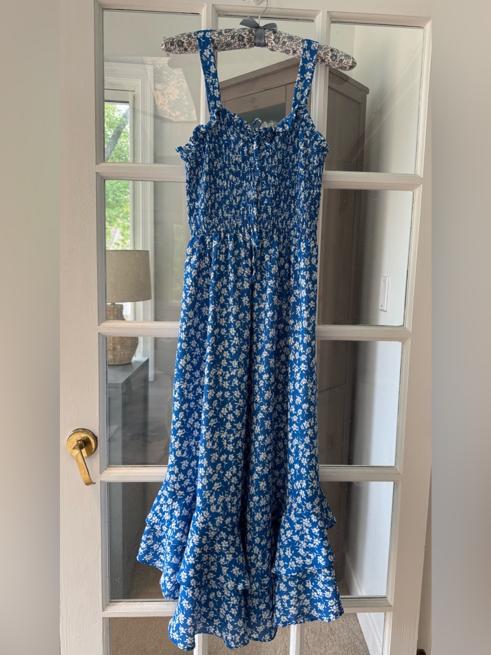 Blue Floral Ruffled A-Line Sundress Size S